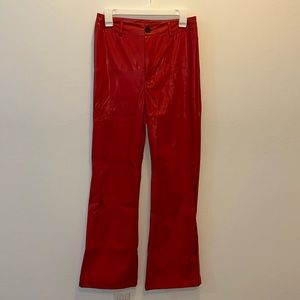 Red leather pants